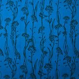 Popeline de coton imprimée fleur fine noir fond turquoise
