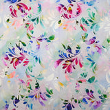 Popeline de coton imprimée floral abstrait multicolore fond mauve