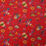Popeline de coton imprimée jardin du Maharaja fond rouge