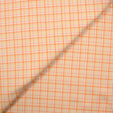 Popeline de coton tissée-teinte à carreaux fond orange