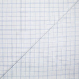 Popeline polycoton à carreaux bleu fond blanc