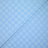 Popeline polycoton à damiers bleu