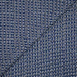 Popeline polycoton imprimée géométrique bleu fond blanc
