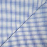 Popeline polycoton jacquard Paul à carreaux bleu