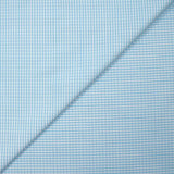 Popeline polycoton tissée-teinte à carreaux Adrien bleu et cyan fond blanc