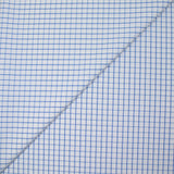 Popeline polycoton tissée-teinte à carreaux Arthur bleu fond blanc
