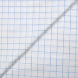 Popeline polycoton tissée-teinte à carreaux Barnabé bleu fond blanc