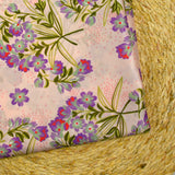 Satin 100% soie imprimé printemps fond rose clair