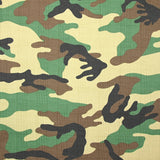 Satin de coton élasthanne camouflage beige et vert