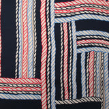 Satin de viscose imprimé cordes bleu et rouge fond marine
