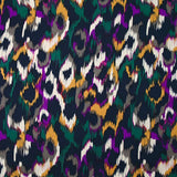Satin de viscose imprimé Vénus violet fond marine