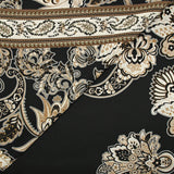 Satin polyester imprimé cachemire en frise fond noir
