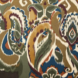 Sergé de coton élasthanne rupestre kaki et bleu