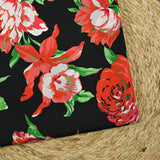 Twill de soie imprimé le temps des fleurs fond noir