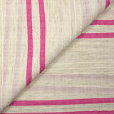 Viscose et coton rayé en relief rose fond écru naturel