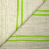 Viscose et coton rayé en relief vert pomme fond écru naturel