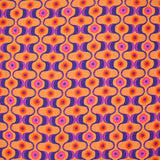 Viscose imprimée agitation violet et rose fond orange