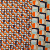 Viscose imprimée cercle vintage orange fond marine
