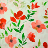 Viscose imprimée fleurs rouge fond écru