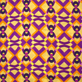 Viscose imprimée géométrie enchaînée violet fond jaune beurre