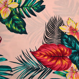 Viscose imprimée Honolulu fond rose clair