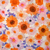Viscose imprimée invasion florale fond blanc