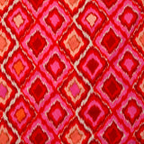 Viscose imprimée losange rose fond rouge