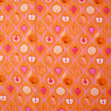 Viscose tissée imprimée découpe de fruits fond orange