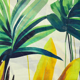 Voile de coton imprimé jungle vert fond blanc cassé