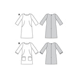 Patron Burda n°6149: Robe semi-ajustée encolure bateau femme
