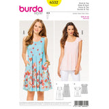 Patron Burda n°6532: Robe & Haut plissée