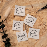 Étiquettes tissées  "Hello" x 5