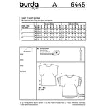 Patron Burda n°6445: Tee-shirt encolure ronde