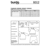 Patron Burda n°9312 Ensemble bébé