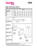 Patron Burda n°6008 : Pantalon