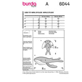 Patron Burda n°6044 : Animal en peluche, Lapin et Baleine