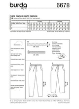 Patron N°6678 Burda: Pantalon décontracté