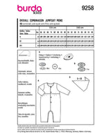 Patron Burda n°9258 : Combinaison bébé