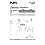 Patron Burda n°9293: Top col rond et pantalon coordonné enfant