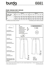 Patron N°6681 Burda : Pantalon intemporel