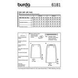 Patron Burda n°6181: Jupe droite ceinture avec nœud femme