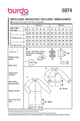 Patron Burda n°5974 : Manteau & Veste